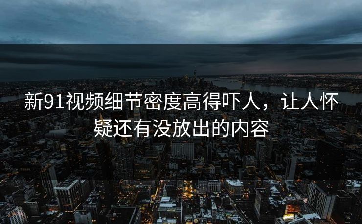 新91视频细节密度高得吓人，让人怀疑还有没放出的内容